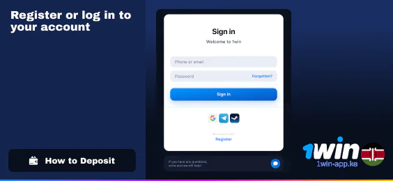 Sign In by clicking on the button at the top - 1Win Kenya