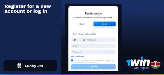 Register a new account - 1Win Lucky Jet Game