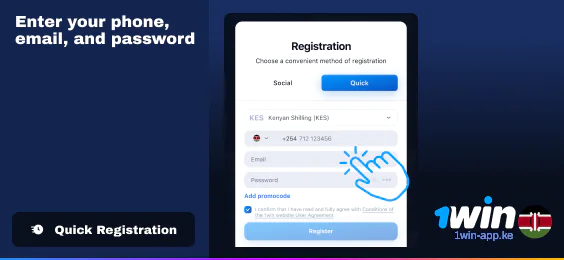 Enter your phone, email and password - 1Win Registration