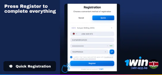 Press 'Register' button to finalize registration - 1Win Application