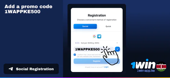 Add a promo code - 1Win Kenya App Registration